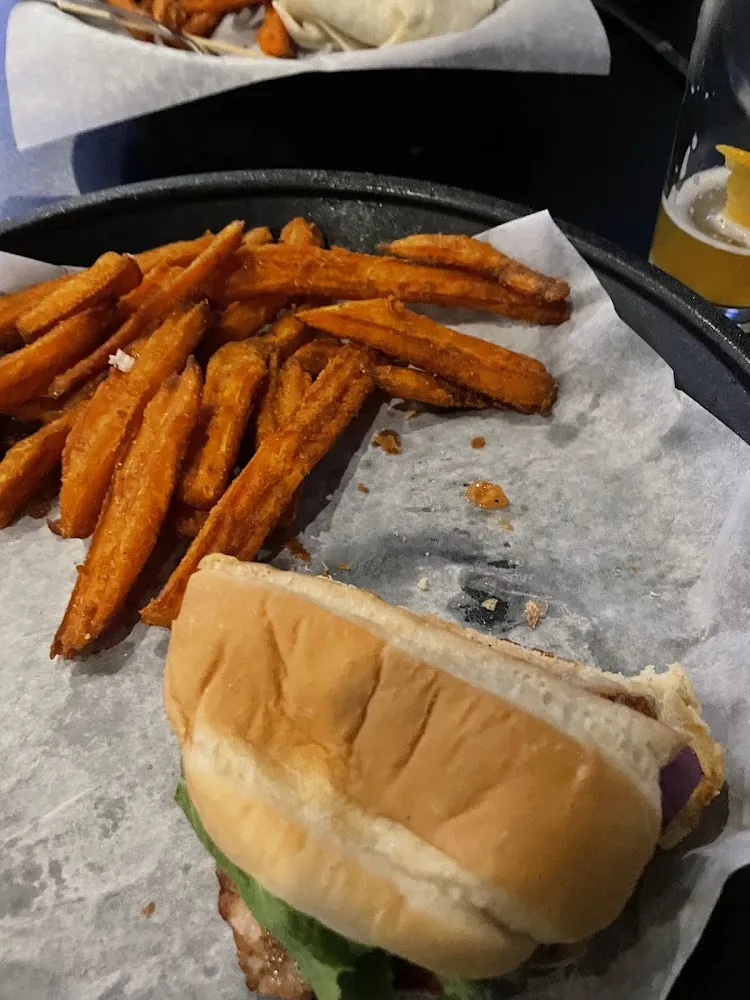 Grilled Tenderloin Sandwich and Sweet Potato Fries
